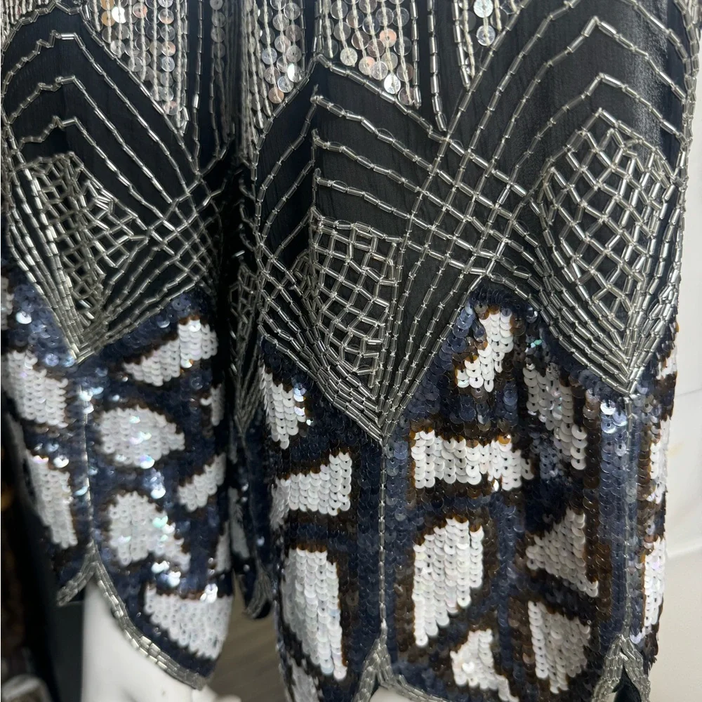 Judith Ann Creations 100% Pure Silk Sequin Beaded Blazer Medium Vintage - Picture 3 of 9